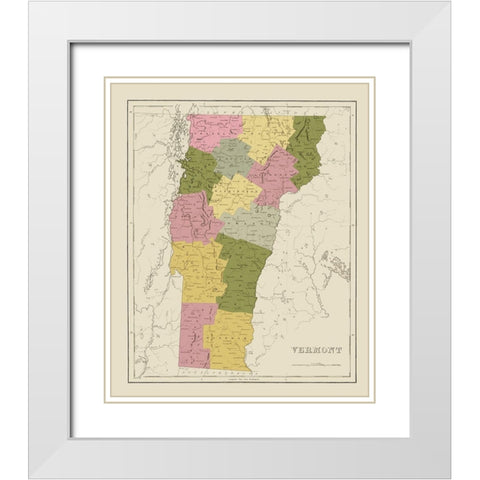 Vermont - Bradford 1838 White Modern Wood Framed Art Print with Double Matting by Bradford