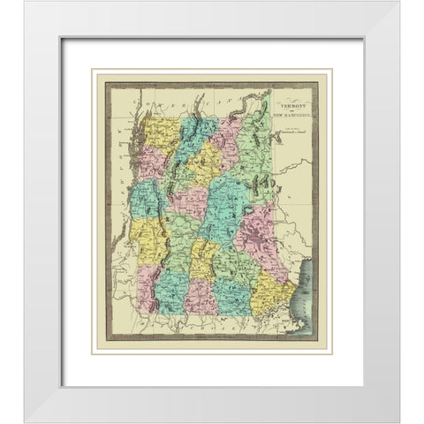 Vermont, New Hampshire - David Burr 1835 White Modern Wood Framed Art Print with Double Matting by Burr