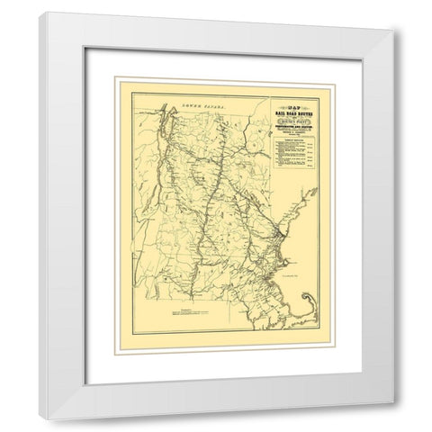 Portsmouth and Boston Railroad Routes 1848 White Modern Wood Framed Art Print with Double Matting by Parrott