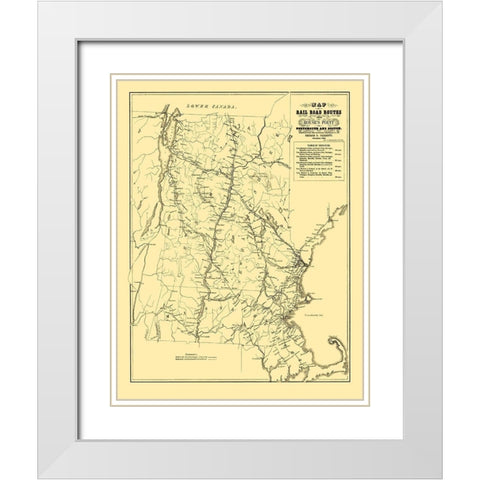 Portsmouth and Boston Railroad Routes 1848 White Modern Wood Framed Art Print with Double Matting by Parrott