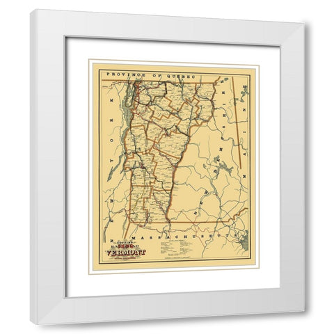 Vermont Railroads - Coffins 1896 White Modern Wood Framed Art Print with Double Matting by Coffins