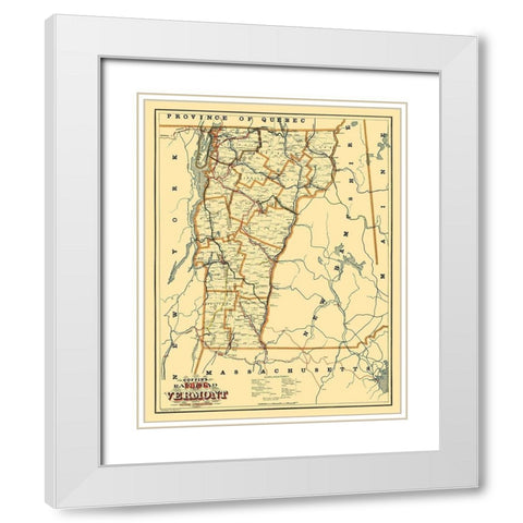 Vermont - Coffin 1896 White Modern Wood Framed Art Print with Double Matting by Coffin