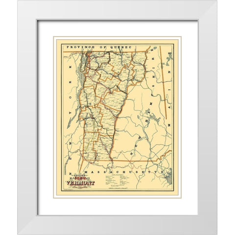 Vermont - Coffin 1896 White Modern Wood Framed Art Print with Double Matting by Coffin