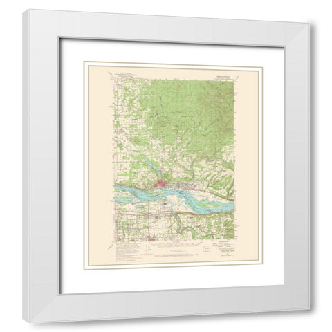 Camas Washington Oregon Quad - USGS 1966 White Modern Wood Framed Art Print with Double Matting by USGS