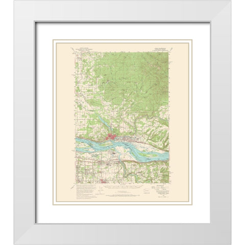 Camas Washington Oregon Quad - USGS 1966 White Modern Wood Framed Art Print with Double Matting by USGS