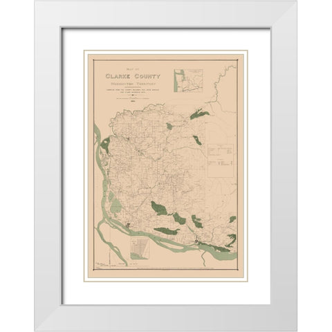 Clarke County Washington - Habersham 1888 White Modern Wood Framed Art Print with Double Matting by Habersham