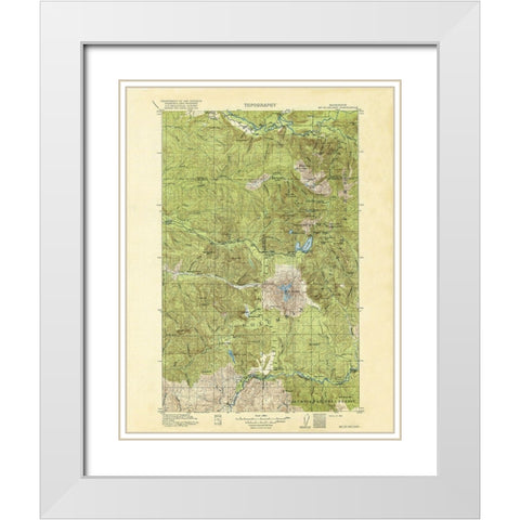 Mt St Helens Washington Quad - USGS 1919 White Modern Wood Framed Art Print with Double Matting by USGS