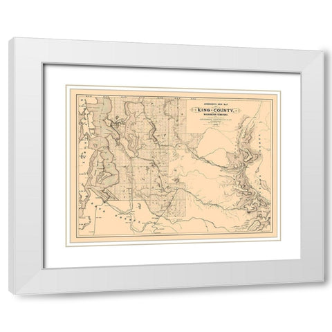 King County Washington - Anderson 1888 White Modern Wood Framed Art Print with Double Matting by Anderson