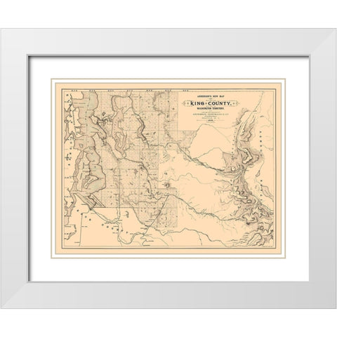 King County Washington - Anderson 1888 White Modern Wood Framed Art Print with Double Matting by Anderson