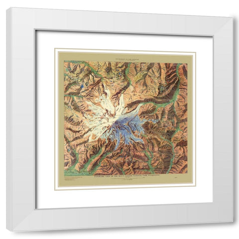 Mount Rainier National Park Washington White Modern Wood Framed Art Print with Double Matting by Renshawe