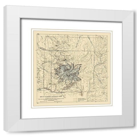 Mount Rainier National Park - 1907 White Modern Wood Framed Art Print with Double Matting by Chittenden