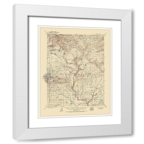 Mt Adams Washington Quad - USGS 1904 White Modern Wood Framed Art Print with Double Matting by USGS