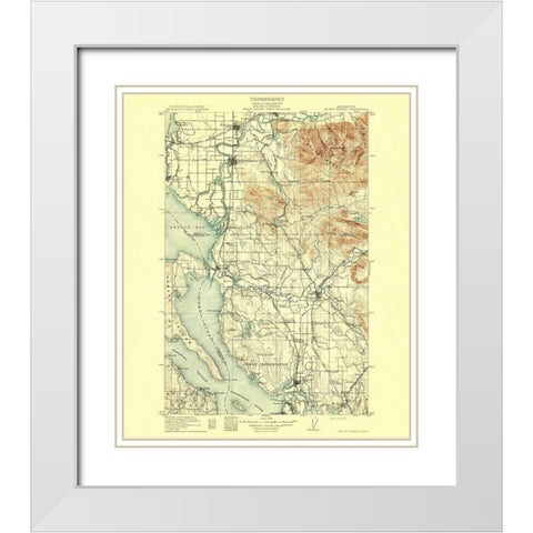 Mt Vernon Washington Quad - USGS 1911 White Modern Wood Framed Art Print with Double Matting by USGS