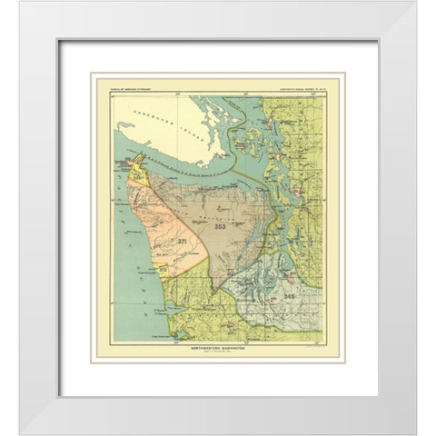 Northwestern Washington - Hoen 1896 White Modern Wood Framed Art Print with Double Matting by Hoen