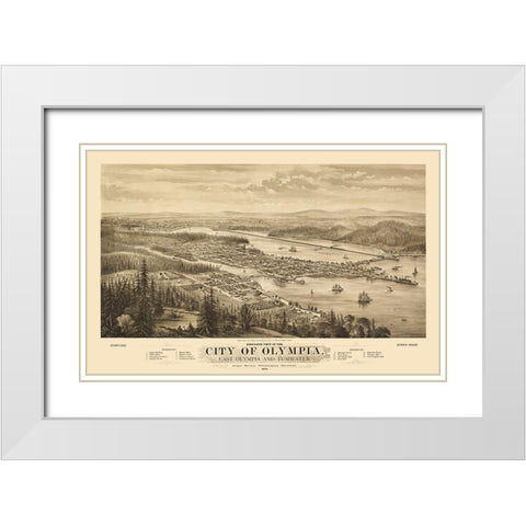 Olympia Washington - Glover 1879 White Modern Wood Framed Art Print with Double Matting by Glover