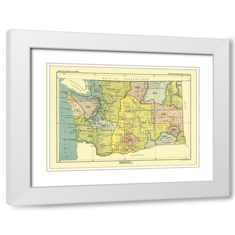 Washington - Olympia - Hoen 1896 White Modern Wood Framed Art Print with Double Matting by Hoen
