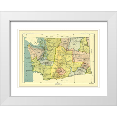 Washington - Olympia - Hoen 1896 White Modern Wood Framed Art Print with Double Matting by Hoen