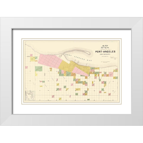 Port Angeles Washington - Ware 1891 White Modern Wood Framed Art Print with Double Matting by Ware