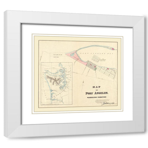 Port Angeles Washington - Edmunds 1864 White Modern Wood Framed Art Print with Double Matting by Edmunds