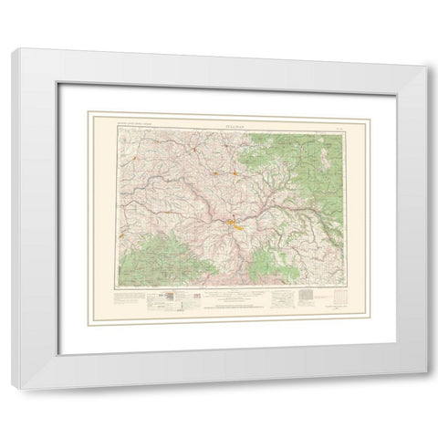 Pullman Washington Idaho Quad - USGS 1963 White Modern Wood Framed Art Print with Double Matting by USGS
