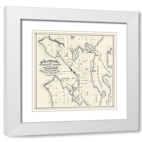 Seattle Washington Landowner - Mackintosh 1874 White Modern Wood Framed Art Print with Double Matting by Mackintosh