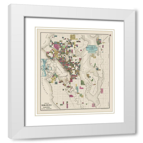 Seattle Washington Landowner - Anderson 1890 White Modern Wood Framed Art Print with Double Matting by Anderson