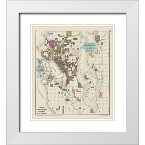 Seattle Washington Landowner - Anderson 1890 White Modern Wood Framed Art Print with Double Matting by Anderson