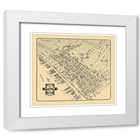 Business District Seattle Washington - Tulloch White Modern Wood Framed Art Print with Double Matting by Tulloch