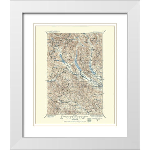 Snoqualmie Pass Washington Quad - USGS 1901 White Modern Wood Framed Art Print with Double Matting by USGS