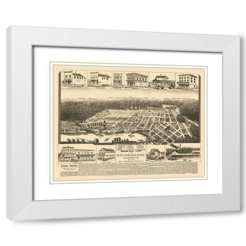 Snohomish Washington - Elliot 1890 White Modern Wood Framed Art Print with Double Matting by Elliot