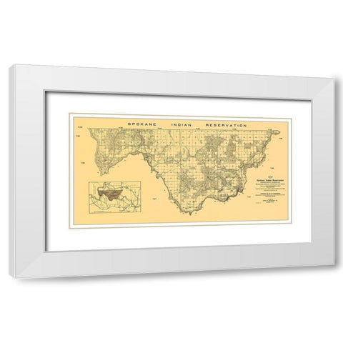 Spokane Indian Reservation - Manning 1910 White Modern Wood Framed Art Print with Double Matting by Manning