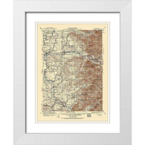 Sultan Washington Quad - USGS 1921 White Modern Wood Framed Art Print with Double Matting by USGS