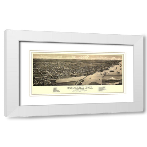 Tacoma Washington - Stoner 1884 White Modern Wood Framed Art Print with Double Matting by Stoner