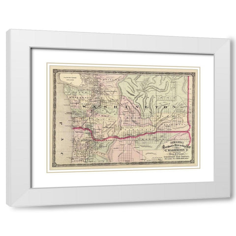 Washington - Cram 1875 White Modern Wood Framed Art Print with Double Matting by Cram