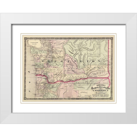 Washington - Cram 1875 White Modern Wood Framed Art Print with Double Matting by Cram