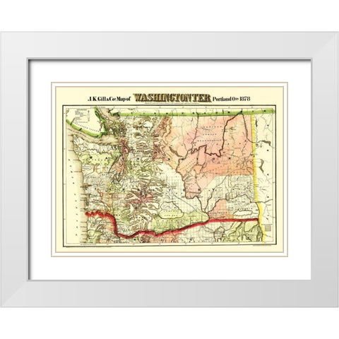 Washington Territory - Askevold 1878 White Modern Wood Framed Art Print with Double Matting by Askevold
