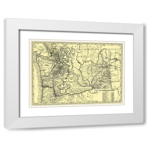 Washington Railroads - 1892 White Modern Wood Framed Art Print with Double Matting by Unknown