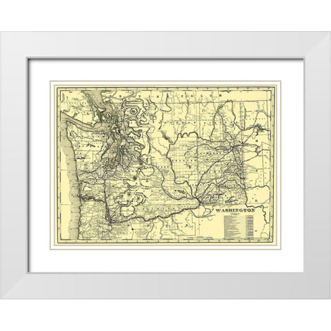 Washington Railroads - 1892 White Modern Wood Framed Art Print with Double Matting by Unknown