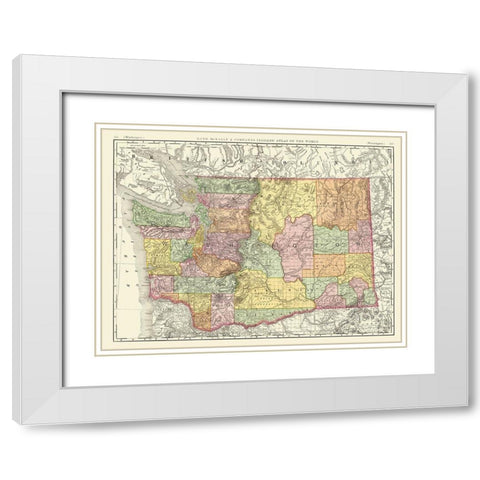 Washington - Rand McNally 1880 White Modern Wood Framed Art Print with Double Matting by Rand McNally
