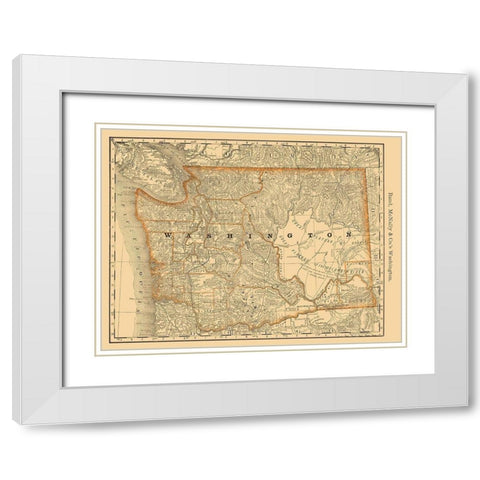 Washington - Rand McNally 1879 White Modern Wood Framed Art Print with Double Matting by Rand McNally