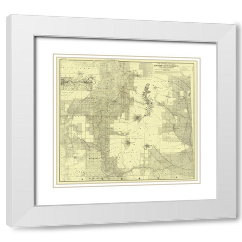 Northern Pacific Railroad Land Grant 1888 White Modern Wood Framed Art Print with Double Matting by Matthews