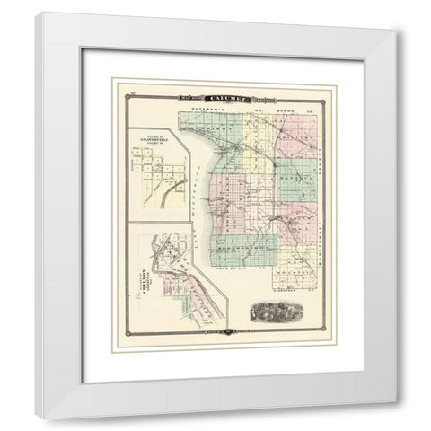 Calumet Wisconsin Landowner - Snyder 1878 White Modern Wood Framed Art Print with Double Matting by Snyder