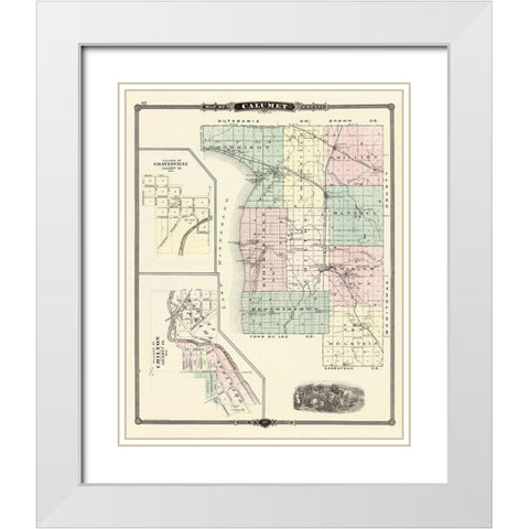 Calumet Wisconsin Landowner - Snyder 1878 White Modern Wood Framed Art Print with Double Matting by Snyder