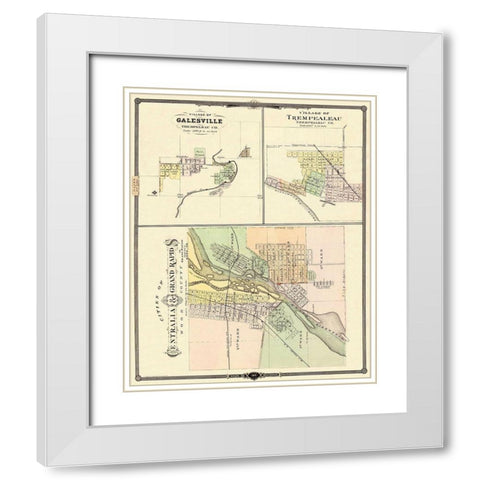 Centralia, Grand Rapids Wisconsin - Snyder 1878 White Modern Wood Framed Art Print with Double Matting by Snyder