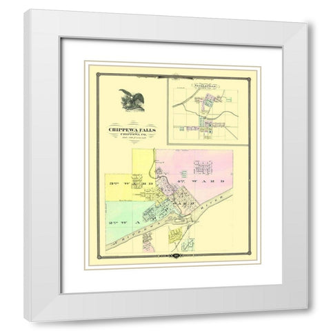 Chippewa Falls Wisconsin Landowner - Snyder 1878 White Modern Wood Framed Art Print with Double Matting by Snyder