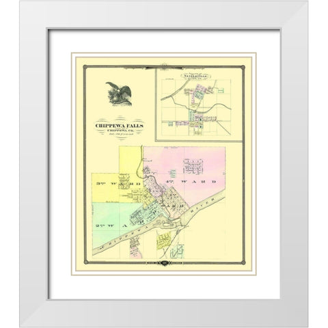 Chippewa Falls Wisconsin Landowner - Snyder 1878 White Modern Wood Framed Art Print with Double Matting by Snyder