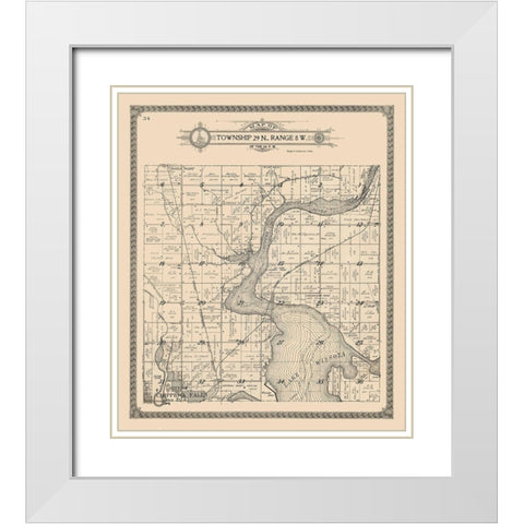 Chippewa Falls - Township 29 N., Range 8 W. White Modern Wood Framed Art Print with Double Matting by Unknown