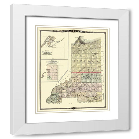 Douglas Burnett Wisconsin - Snyder 1877 White Modern Wood Framed Art Print with Double Matting by Snyder
