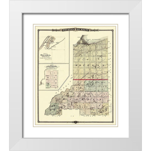 Douglas Burnett Wisconsin - Snyder 1877 White Modern Wood Framed Art Print with Double Matting by Snyder