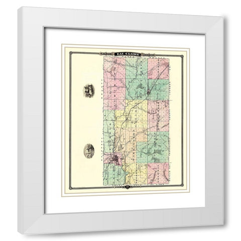 Eau Claire Wisconsin Landowner - Snyder 1878 White Modern Wood Framed Art Print with Double Matting by Snyder